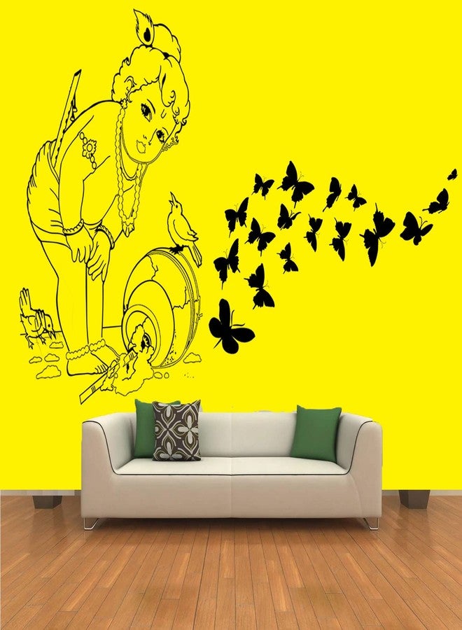 ARandNJ مجموعة قوالب ARandNJ للرسم على الجدران، (المقاس: 16 × 24 بوصة) تصميم ديني - فراشة الكون وكريشنا المشاغب، تصميم قابل لإعادة الاستخدام، مثالي لغرفة المعيشة وغرفة الأطفال وتزيين المكتب (عبوة من قطعتين) - Image 1